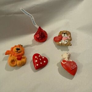 Vintage Valentine’s Day Pins Brooches Dog KISS Mouse